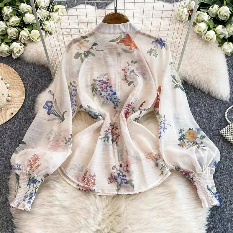 Floral Organza Shirt and Skirt set