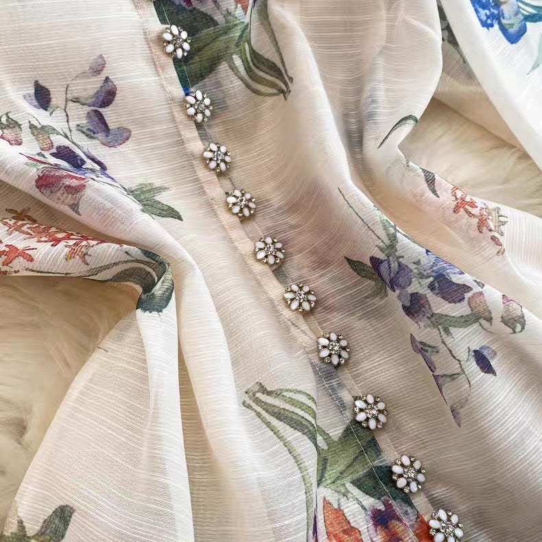 Floral Organza Shirt and Skirt set