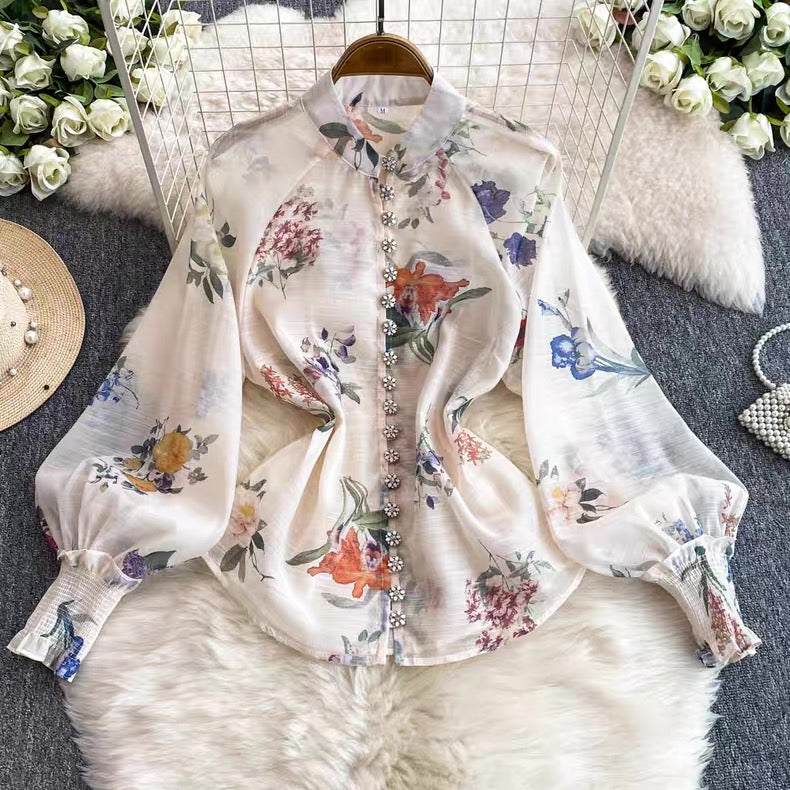 Floral Organza Shirt and Skirt set