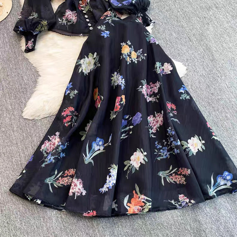 Floral Organza Shirt and Skirt set