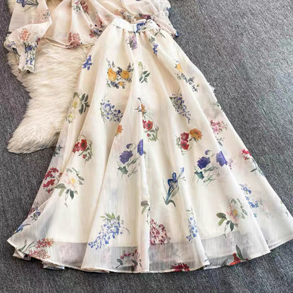 Floral Organza Shirt and Skirt set