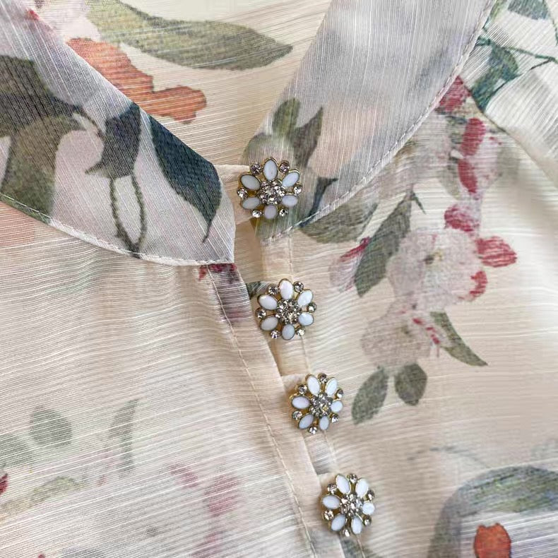 Floral Organza Shirt and Skirt set