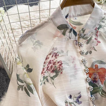 Floral Organza Shirt and Skirt set