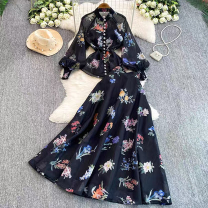 Floral Organza Shirt and Skirt set
